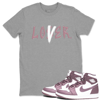 Air Jordan 1 Mauve shirt to match jordans Loser Lover sneaker tees 1s High OG Mauve SNRT Sneaker Tees Unisex Streetwear Clothing Heather Grey 1 T-Shirt