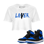AJ1 Retro Royal Reimagined shirt to match jordans Loser Lover sneaker tees Air Jordan 1 Royal Reimagined SNRT Sneaker Tees Casual Crew Neck T-Shirt White 1 Crop T-Shirt