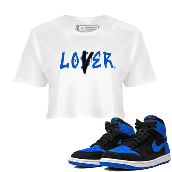 AJ1 Retro Royal Reimagined shirt to match jordans Loser Lover sneaker tees Air Jordan 1 Royal Reimagined SNRT Sneaker Tees Casual Crew Neck T-Shirt White 1 Crop T-Shirt