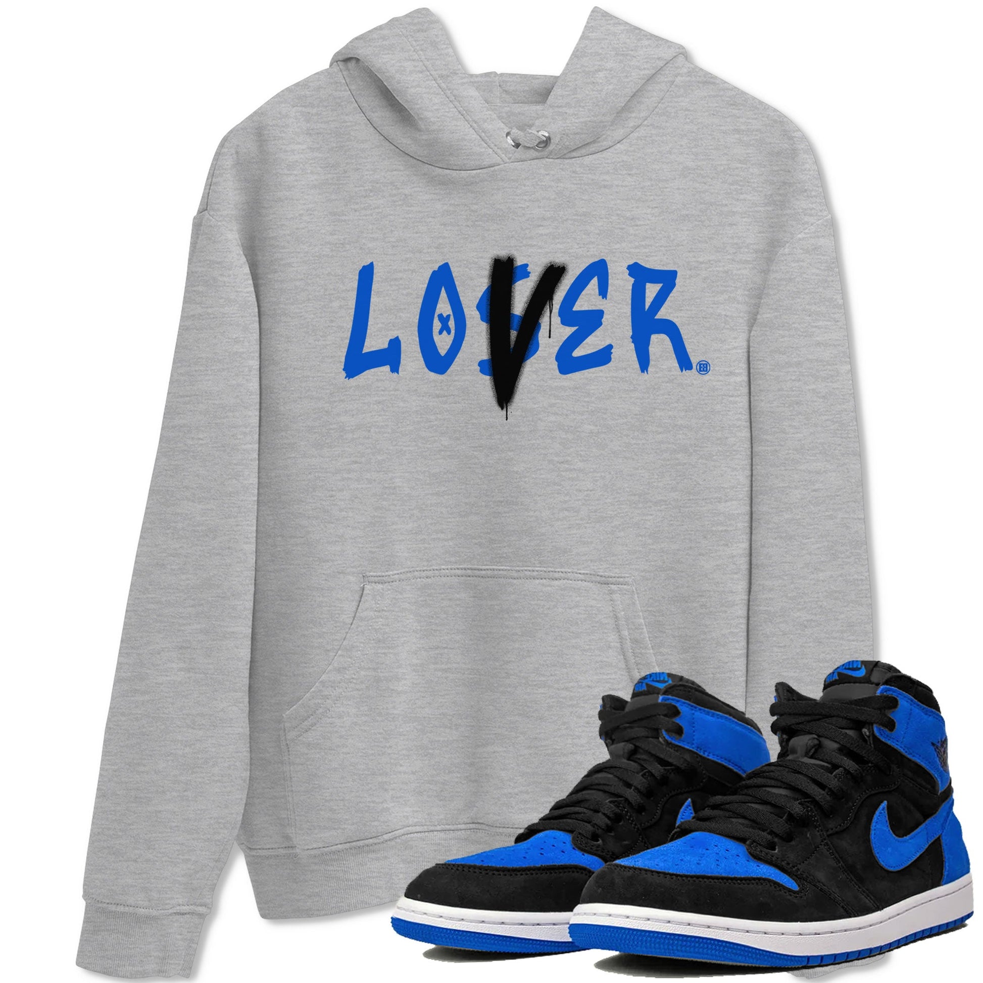 AJ1 Retro Royal Reimagined shirt to match jordans Loser Lover sneaker tees Air Jordan 1 Royal Reimagined SNRT Sneaker Tees Casual Crew Neck T-Shirt Unisex Heather Grey 1 T-Shirt