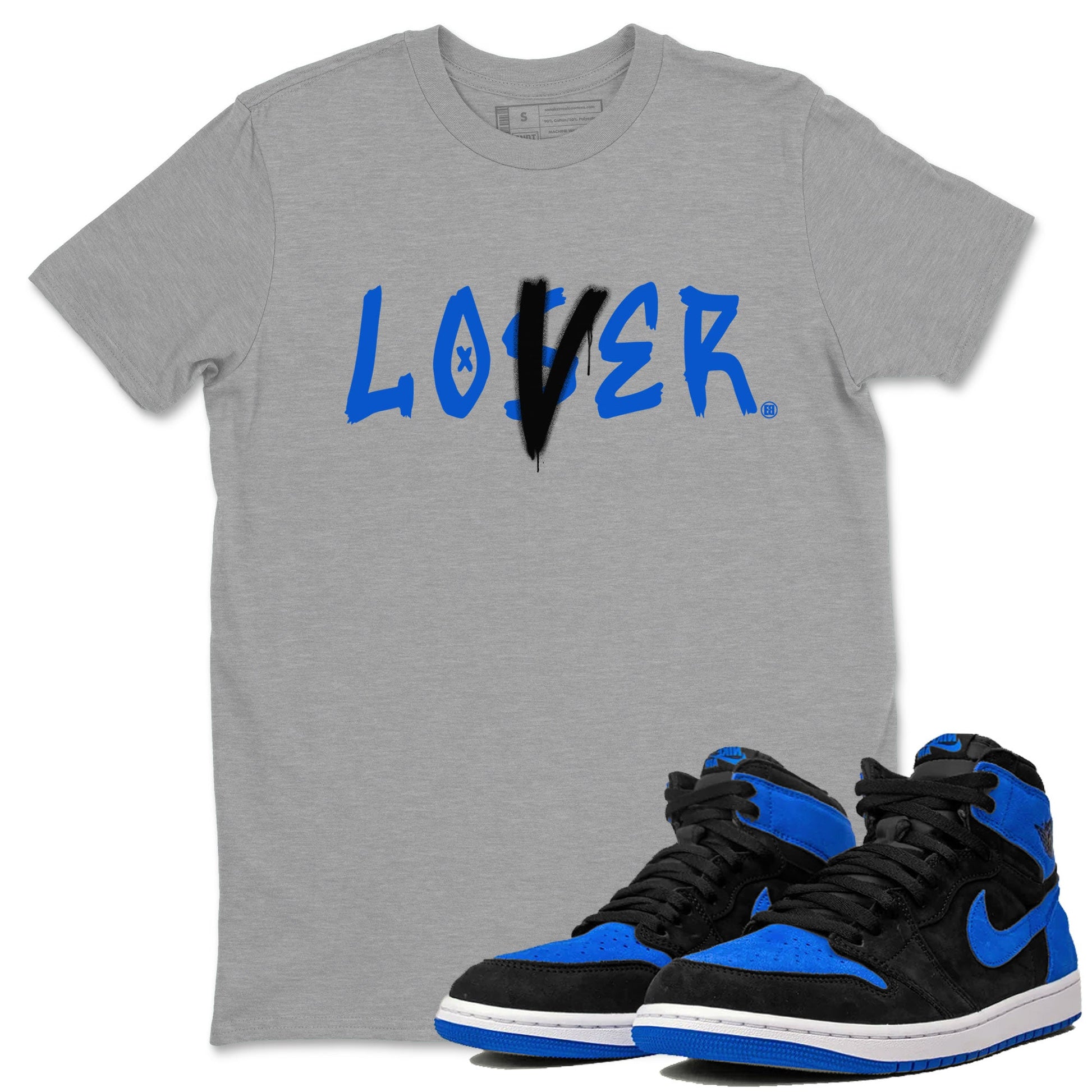 AJ1 Retro Royal Reimagined shirt to match jordans Loser Lover sneaker tees Air Jordan 1 Royal Reimagined SNRT Sneaker Tees Casual Crew Neck T-Shirt Unisex Heather Grey 1 T-Shirt