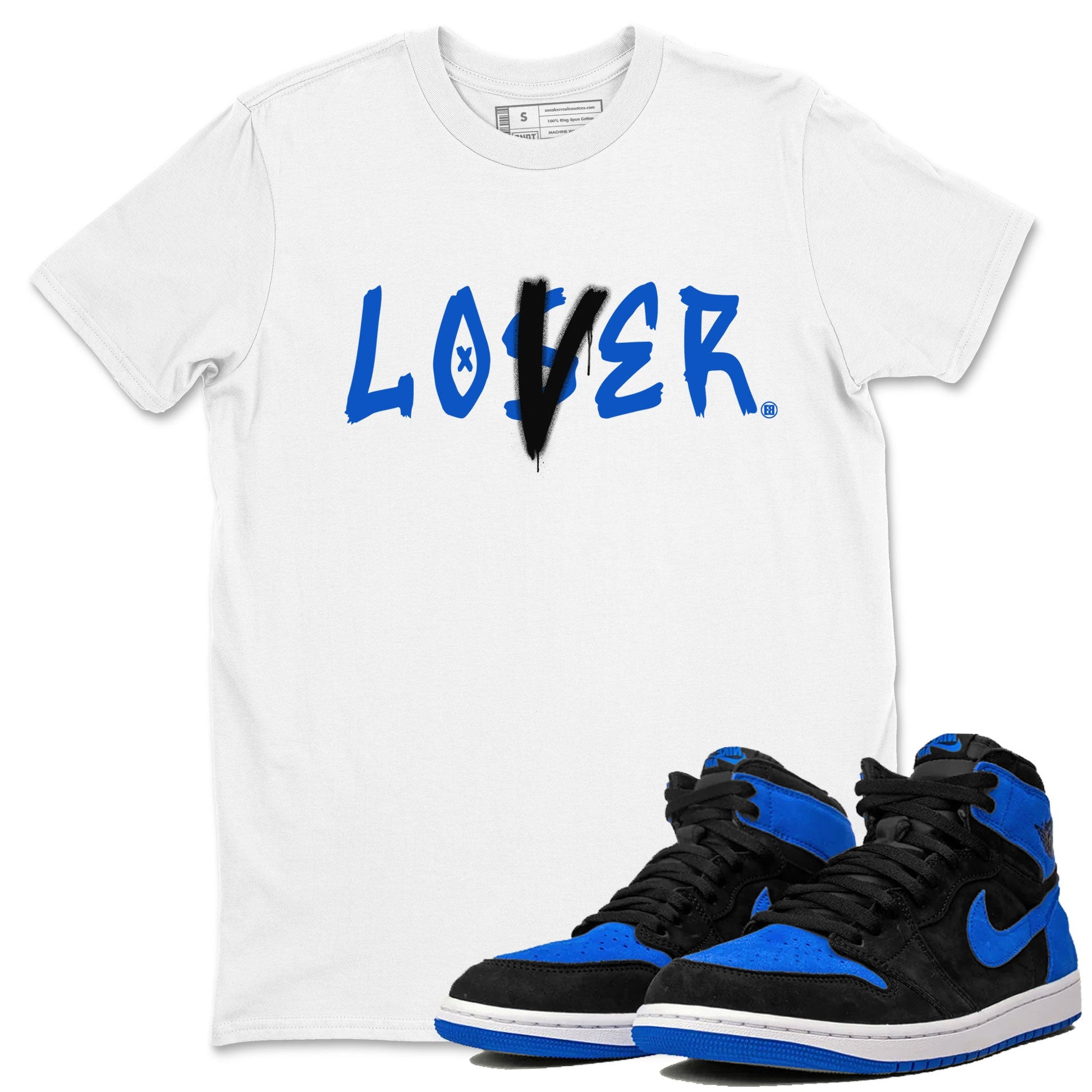 AJ1 Retro Royal Reimagined shirt to match jordans Loser Lover sneaker tees Air Jordan 1 Royal Reimagined SNRT Sneaker Tees Casual Crew Neck T-Shirt Unisex White 1 T-Shirt