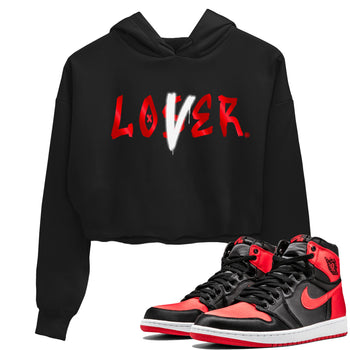 Air Jordan 1 Satin Bred Sneaker Match Tees Loser Lover Sneaker Tees Jordan 1 High OG Satin Bred Sneaker Release Tees Women's Shirts Black 1