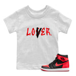 Air Jordan 1 Satin Bred Sneaker Match Tees Loser Lover Sneaker Tees Jordan 1 High OG Satin Bred Sneaker Release Tees Kids Shirts White 1