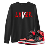 Air Jordan 1 Satin Bred Sneaker Match Tees Loser Lover Sneaker Tees Jordan 1 High OG Satin Bred Sneaker Release Tees Unisex Shirts Black 1