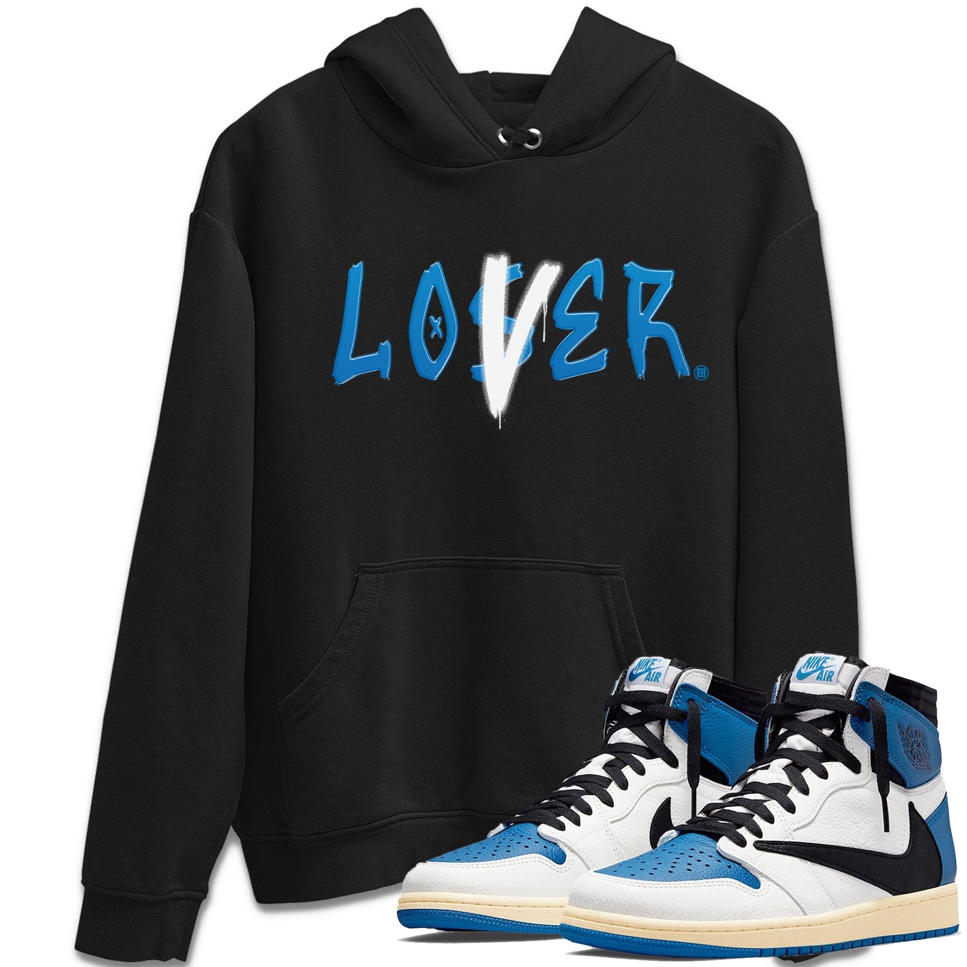 Air Jordan 1 Travis Scott Fragment Sneaker Match Tees Loser Lover Sneaker Tees Air Jordan 1 High x Travis Scott x Fragment Sneaker Release Tees Unisex Shirts Black 1