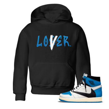 Air Jordan 1 Travis Scott Fragment Sneaker Match Tees Loser Lover Sneaker Tees Air Jordan 1 High x Travis Scott x Fragment Sneaker Release Tees Kids Shirts Black 1