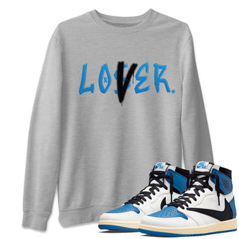Air Jordan 1 Travis Scott Fragment Sneaker Match Tees Loser Lover Sneaker Tees Air Jordan 1 High x Travis Scott x Fragment Sneaker Release Tees Unisex Shirts Heather Grey 1