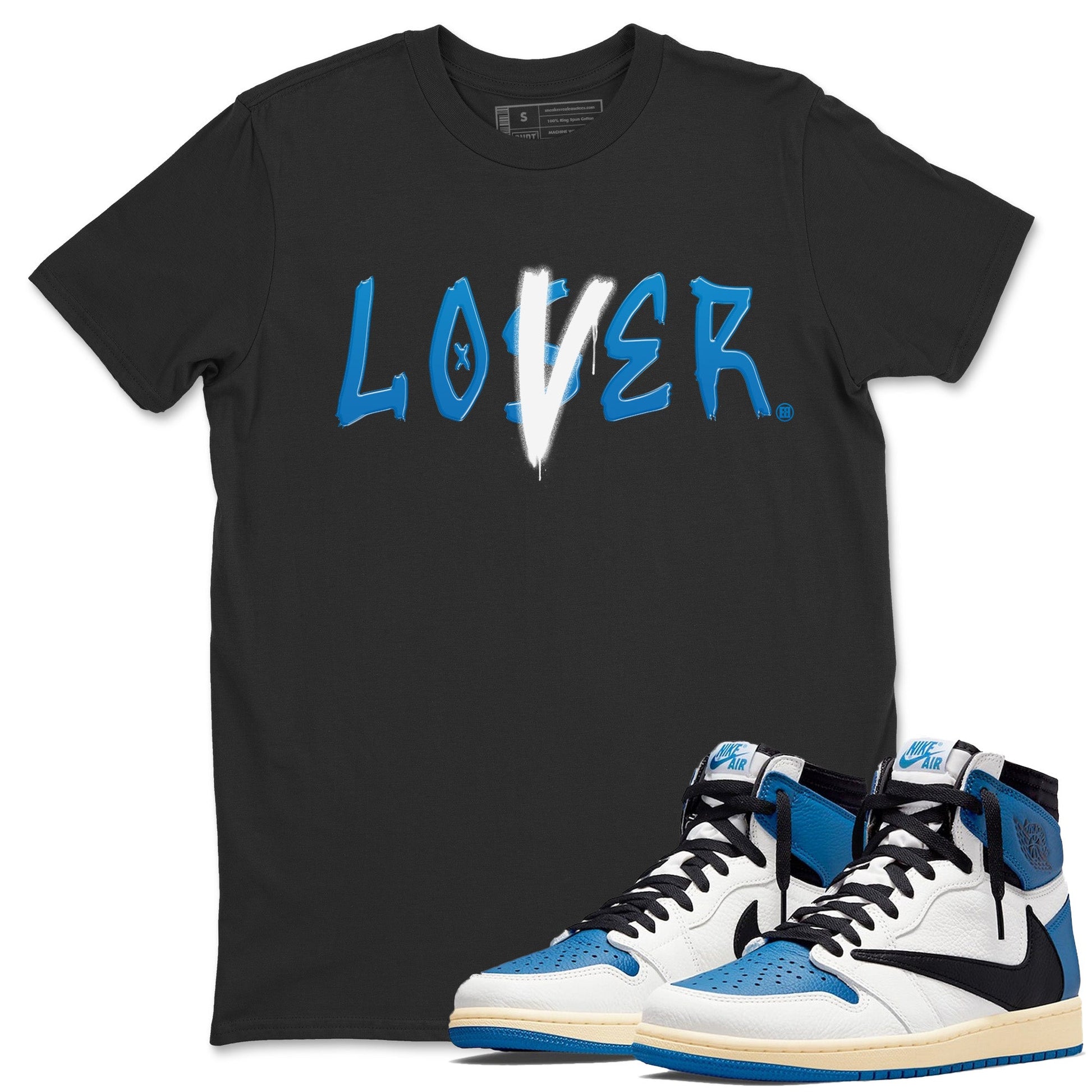 Air Jordan 1 Travis Scott Fragment Sneaker Match Tees Loser Lover Sneaker Tees Air Jordan 1 High x Travis Scott x Fragment Sneaker Release Tees Unisex Shirts Black 1