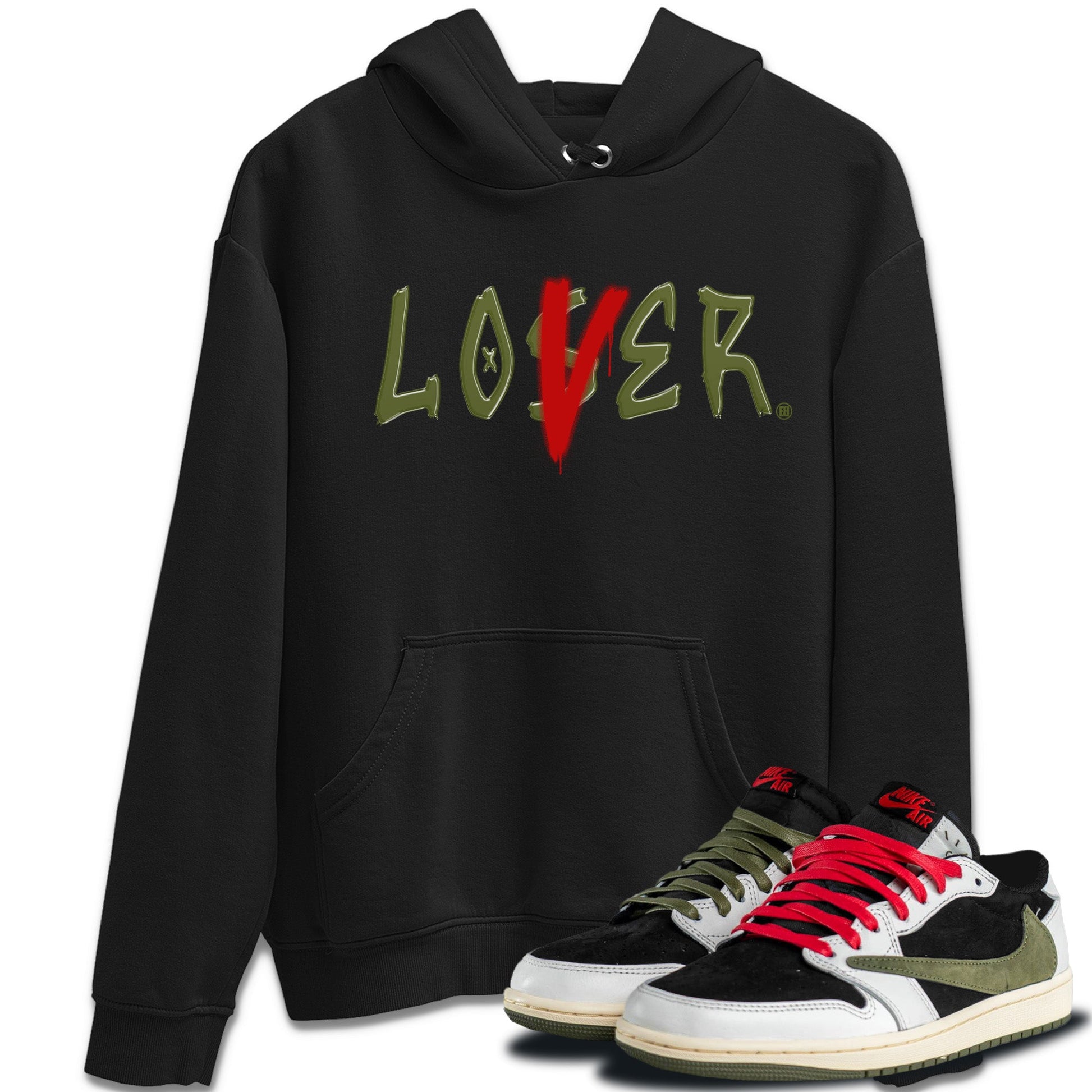 Air Jordan 1 Travis Scott Olive Sneaker Match Tees Loser Lover Sneaker Tees Air Jordan 1 Low x Travis Scott x Olive Sneaker Release Tees Unisex Shirts Black 1