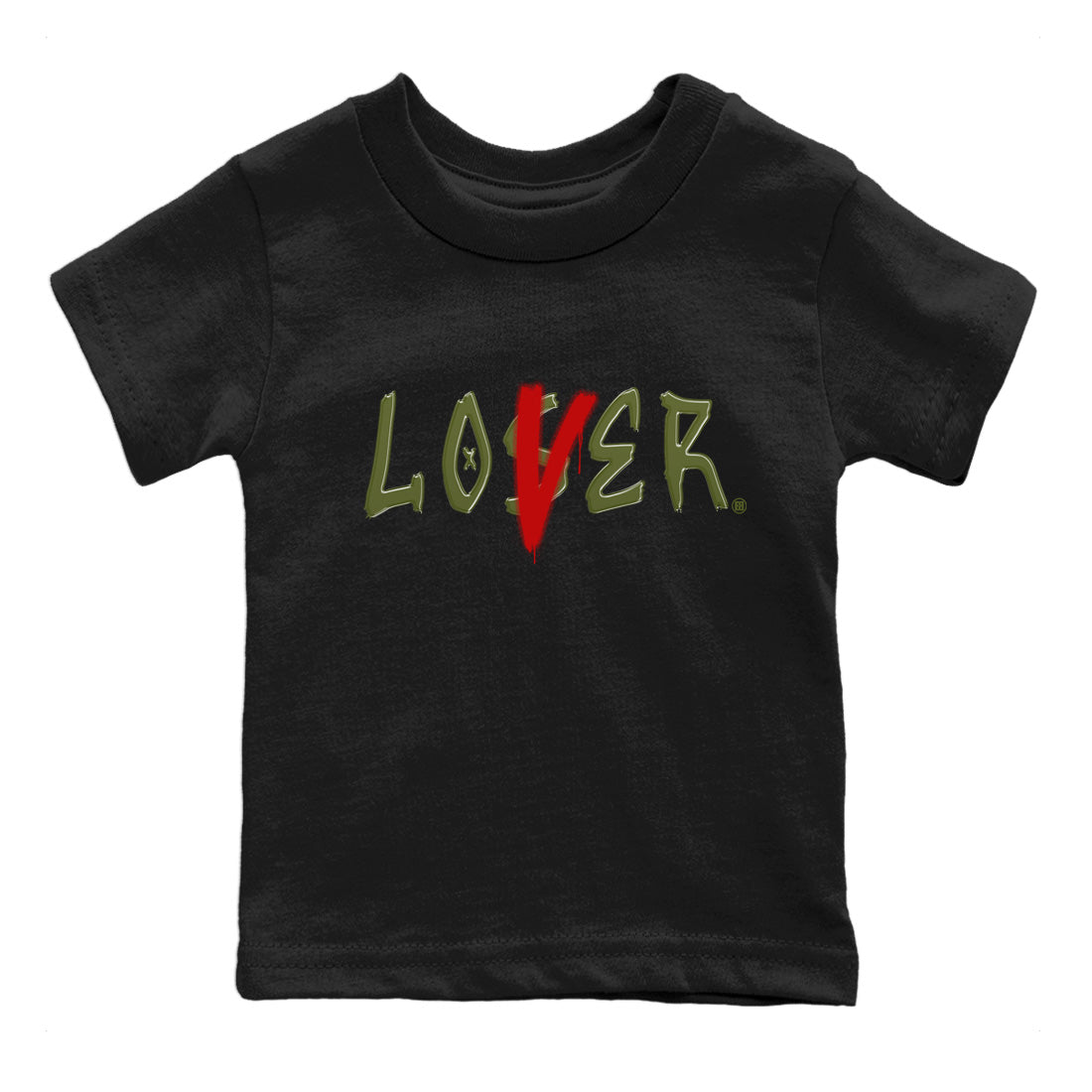 Air Jordan 1 Travis Scott Olive Sneaker Match Tees Loser Lover Sneaker Tees Air Jordan 1 Low x Travis Scott x Olive Sneaker Release Tees Kids Shirts Black 2