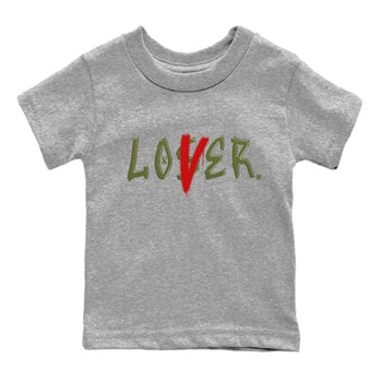 Air Jordan 1 Travis Scott Olive Sneaker Match Tees Loser Lover Sneaker Tees Air Jordan 1 Low x Travis Scott x Olive Sneaker Release Tees Kids Shirts Heather Grey 2