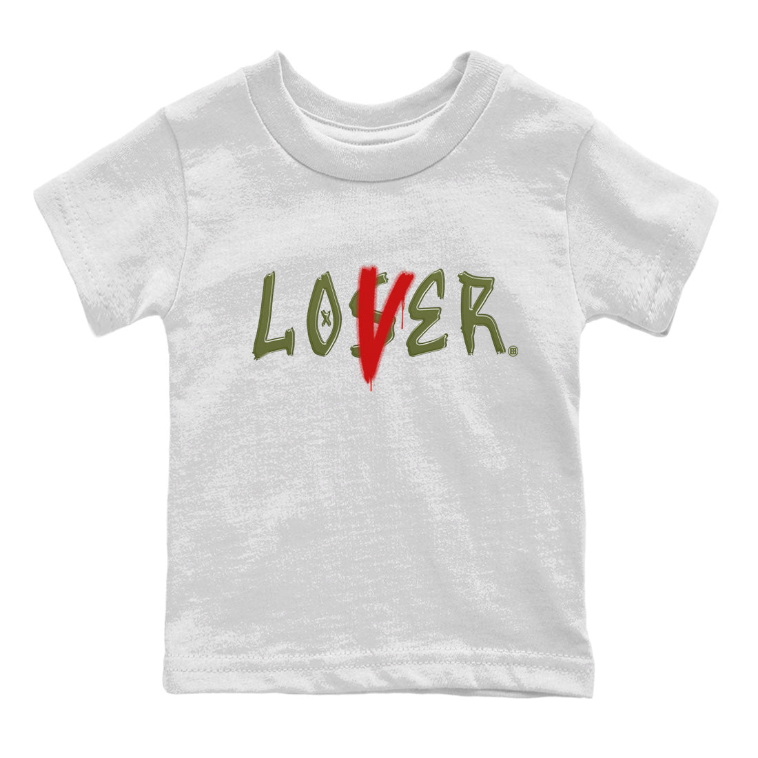 Air Jordan 1 Travis Scott Olive Sneaker Match Tees Loser Lover Sneaker Tees Air Jordan 1 Low x Travis Scott x Olive Sneaker Release Tees Kids Shirts White 2