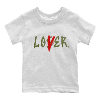 Air Jordan 1 Travis Scott Olive Sneaker Match Tees Loser Lover Sneaker Tees Air Jordan 1 Low x Travis Scott x Olive Sneaker Release Tees Kids Shirts White 2