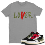 Air Jordan 1 Travis Scott Olive Sneaker Match Tees Loser Lover Sneaker Tees Air Jordan 1 Low x Travis Scott x Olive Sneaker Release Tees Unisex Shirts Heather Grey 1