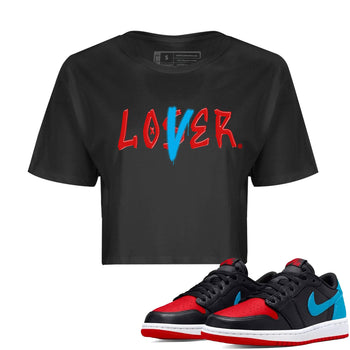Air Jordan 1 UNC to Chicago Sneaker Match Tees Loser Lover Sneaker Tees Jordan 1 Low OG WMNS UNC to Chicago SNRT Sneaker Release Tees Women's Shirts Black 1