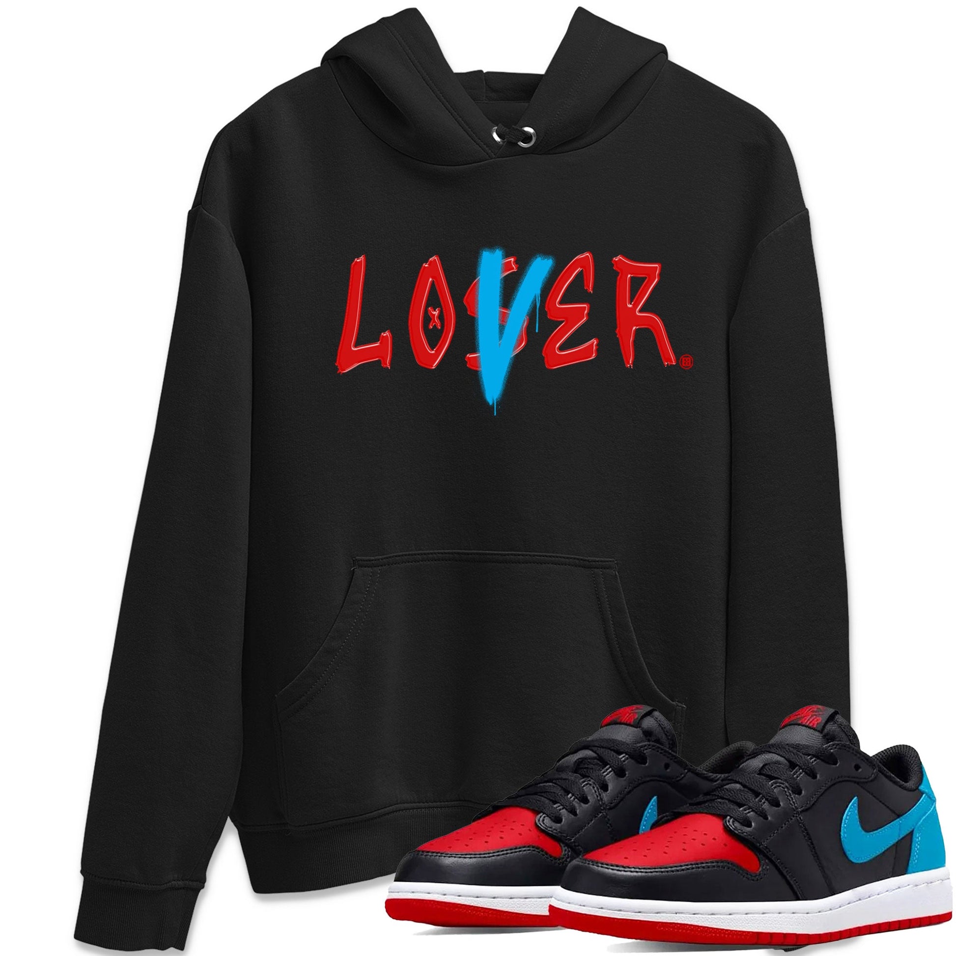 Air Jordan 1 UNC to Chicago Sneaker Match Tees Loser Lover Sneaker Tees Jordan 1 Low OG WMNS UNC to Chicago SNRT Sneaker Release Tees Unisex Shirts Black 1