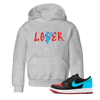 Air Jordan 1 UNC to Chicago Sneaker Match Tees Loser Lover Sneaker Tees Jordan 1 Low OG WMNS UNC to Chicago SNRT Sneaker Release Tees Kids and Baby Youth Shirts Heather Grey 1