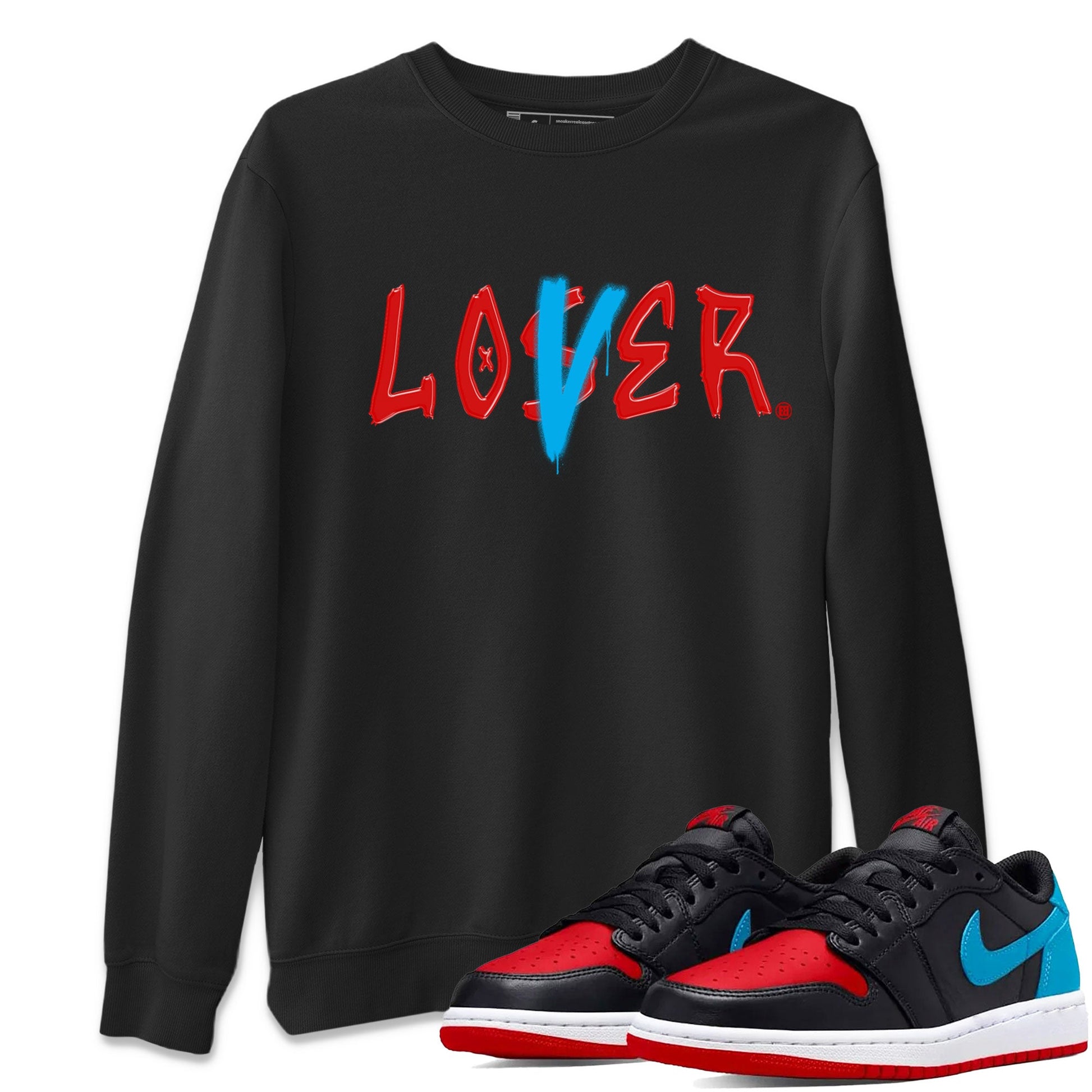 Air Jordan 1 UNC to Chicago Sneaker Match Tees Loser Lover Sneaker Tees Jordan 1 Low OG WMNS UNC to Chicago SNRT Sneaker Release Tees Unisex Shirts Black 1
