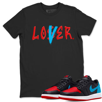 Air Jordan 1 UNC to Chicago Sneaker Match Tees Loser Lover Sneaker Tees Jordan 1 Low OG WMNS UNC to Chicago SNRT Sneaker Release Tees Unisex Shirts Black 1