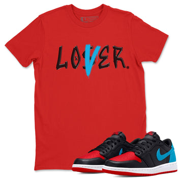 Air Jordan 1 UNC to Chicago Sneaker Match Tees Loser Lover Sneaker Tees Jordan 1 Low OG WMNS UNC to Chicago SNRT Sneaker Release Tees Unisex Shirts Red 1