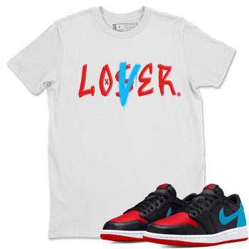 Air Jordan 1 UNC to Chicago Sneaker Match Tees Loser Lover Sneaker Tees Jordan 1 Low OG WMNS UNC to Chicago SNRT Sneaker Release Tees Unisex Shirts White 1