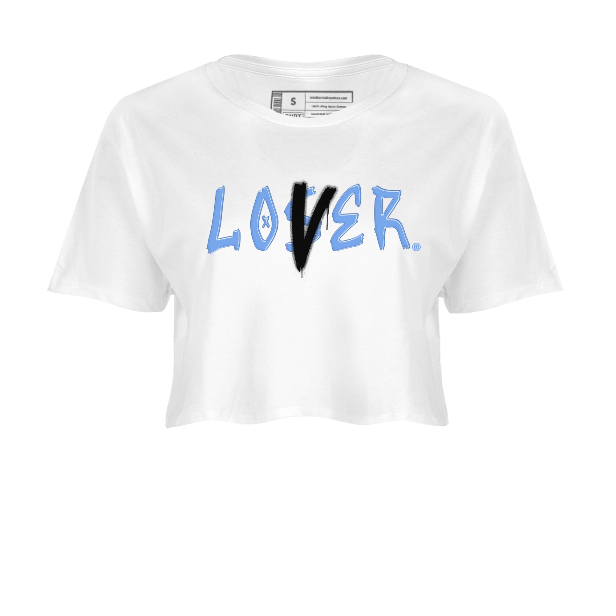 Air Jordan 1 UNC Toe shirt to match jordans Loser Lover sneaker tees Air Jordan 1 Retro High OG UNC Toe SNRT Sneaker Release Tees White 2 Crop T-Shirt