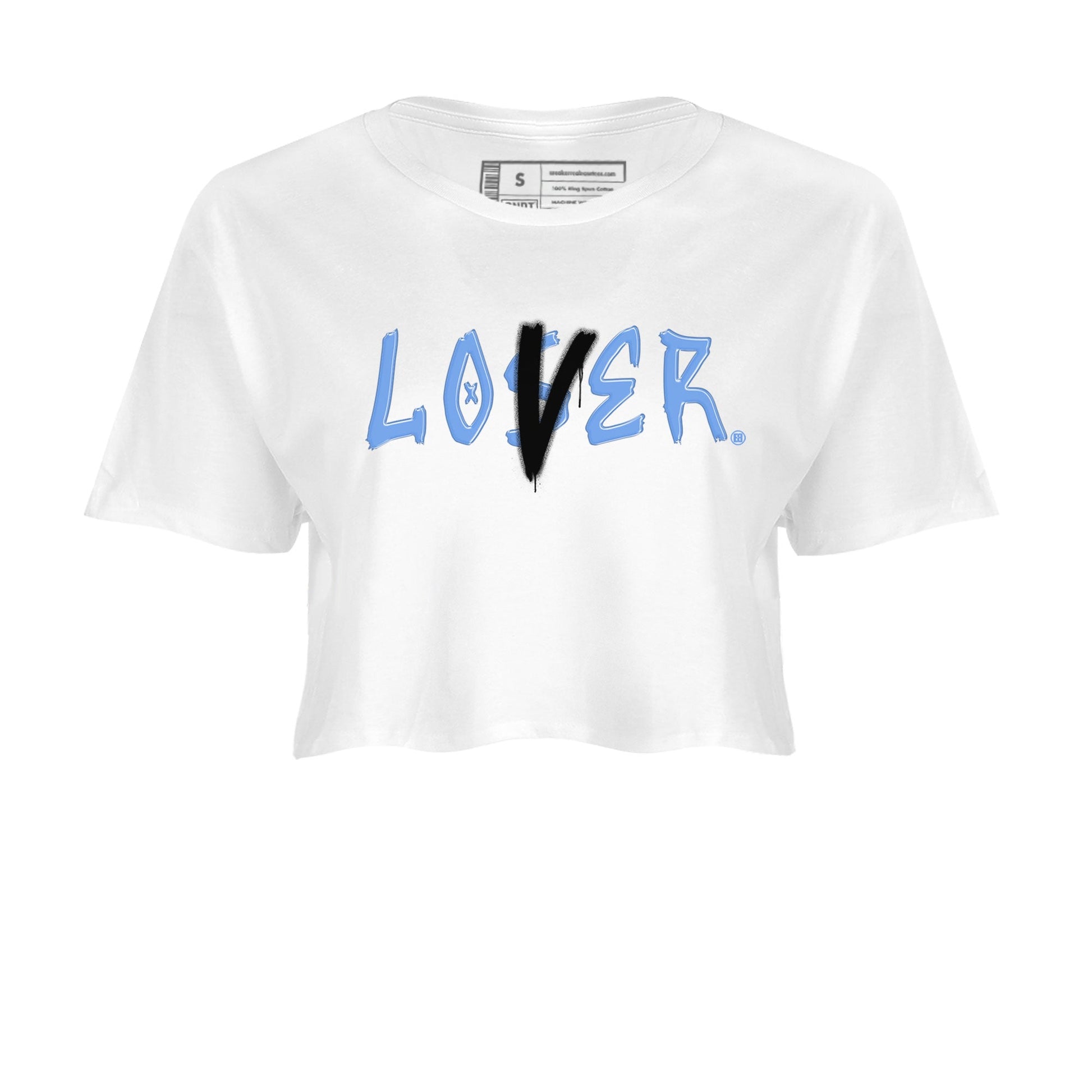 Air Jordan 1 UNC Toe shirt to match jordans Loser Lover sneaker tees Air Jordan 1 Retro High OG UNC Toe SNRT Sneaker Release Tees White 2 Crop T-Shirt
