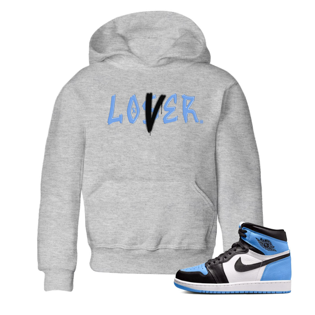 Air Jordan 1 UNC Toe shirt to match jordans Loser Lover sneaker tees Air Jordan 1 Retro High OG UNC Toe SNRT Sneaker Release Tees Baby Toddler Heather Grey 1 T-Shirt