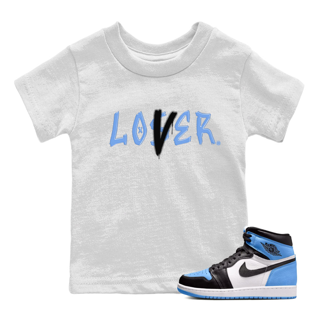 Air Jordan 1 UNC Toe shirt to match jordans Loser Lover sneaker tees Air Jordan 1 Retro High OG UNC Toe SNRT Sneaker Release Tees Baby Toddler White 1 T-Shirt