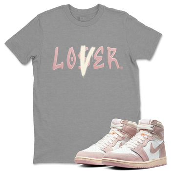 Air Jordan 1 Washed Pink Loser Lover Crew Neck Sneaker Tees Air Jordan 1 High OG WMNS Washed Pink Sneaker T-Shirts Size Chart
