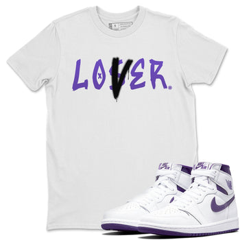 Jordan 1 WMNS Court Purple Sneaker Match Tees Loser Lover Sneaker Tees Jordan 1 WMNS Court Purple Sneaker Release Tees Unisex Shirts