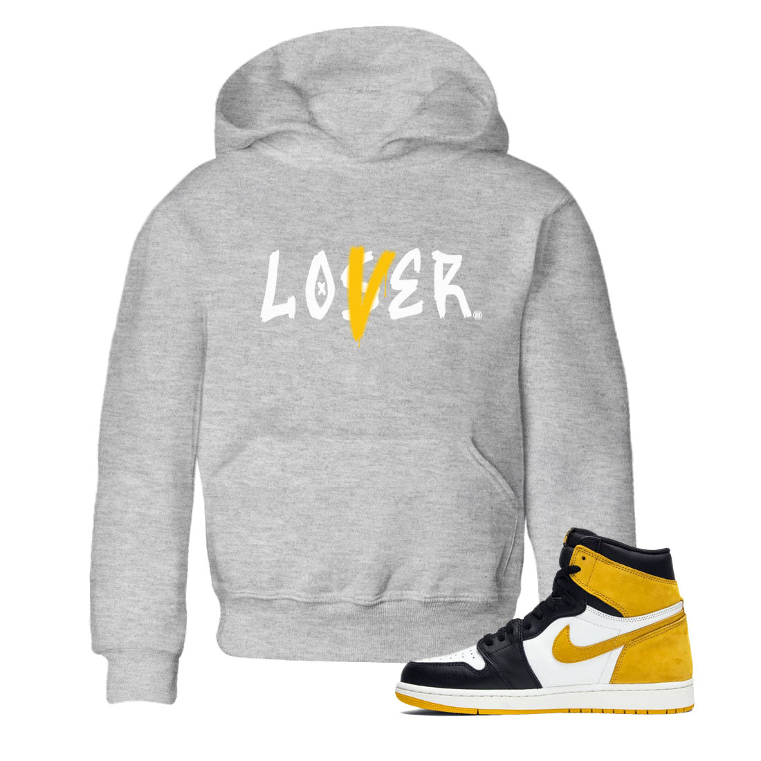 Jordan 1 High OG Yellow Ochre Shirt To Match Jordans Loser Lover Streetwear Fashion Air Jordan 1 Yellow Ochre SNRT sneaker release tees baby toddler Heather Grey 1 cotton Shirt