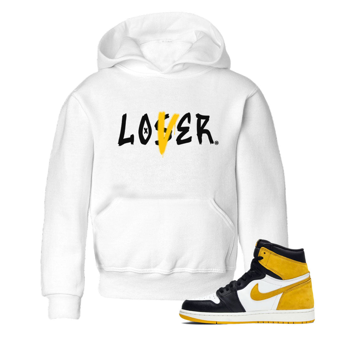 Jordan 1 High OG Yellow Ochre Shirt To Match Jordans Loser Lover Streetwear Fashion Air Jordan 1 Yellow Ochre SNRT sneaker release tees baby toddler White 1 cotton Shirt