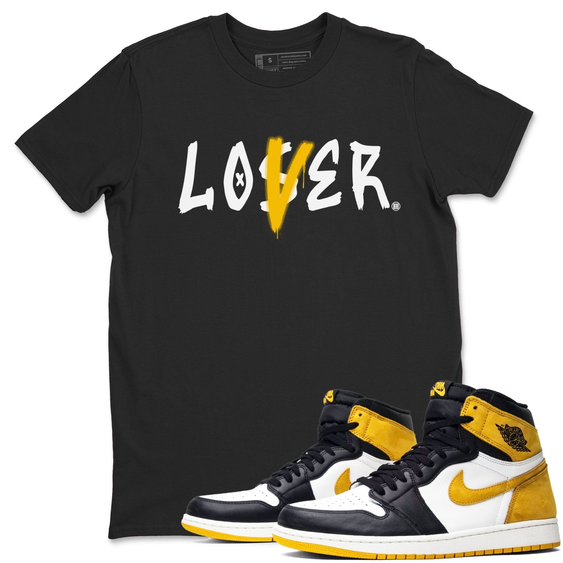 Jordan 1 High OG Yellow Ochre Shirt To Match Jordans Loser Lover Streetwear Fashion Air Jordan 1 Yellow Ochre SNRT Sneaker Release Tees unisex cotton Black 1 crew neck shirt