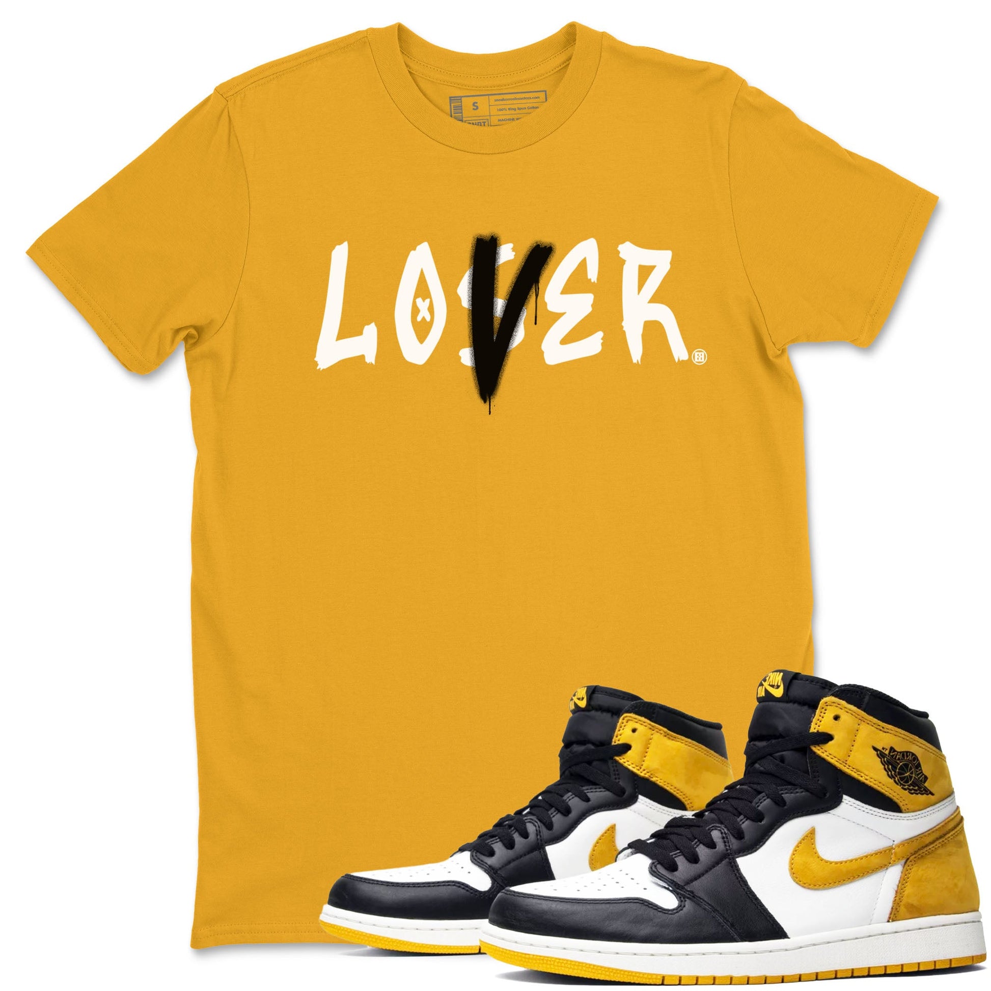 Jordan 1 High OG Yellow Ochre Shirt To Match Jordans Loser Lover Streetwear Fashion Air Jordan 1 Yellow Ochre SNRT Sneaker Release Tees unisex cotton Gold 1 crew neck shirt