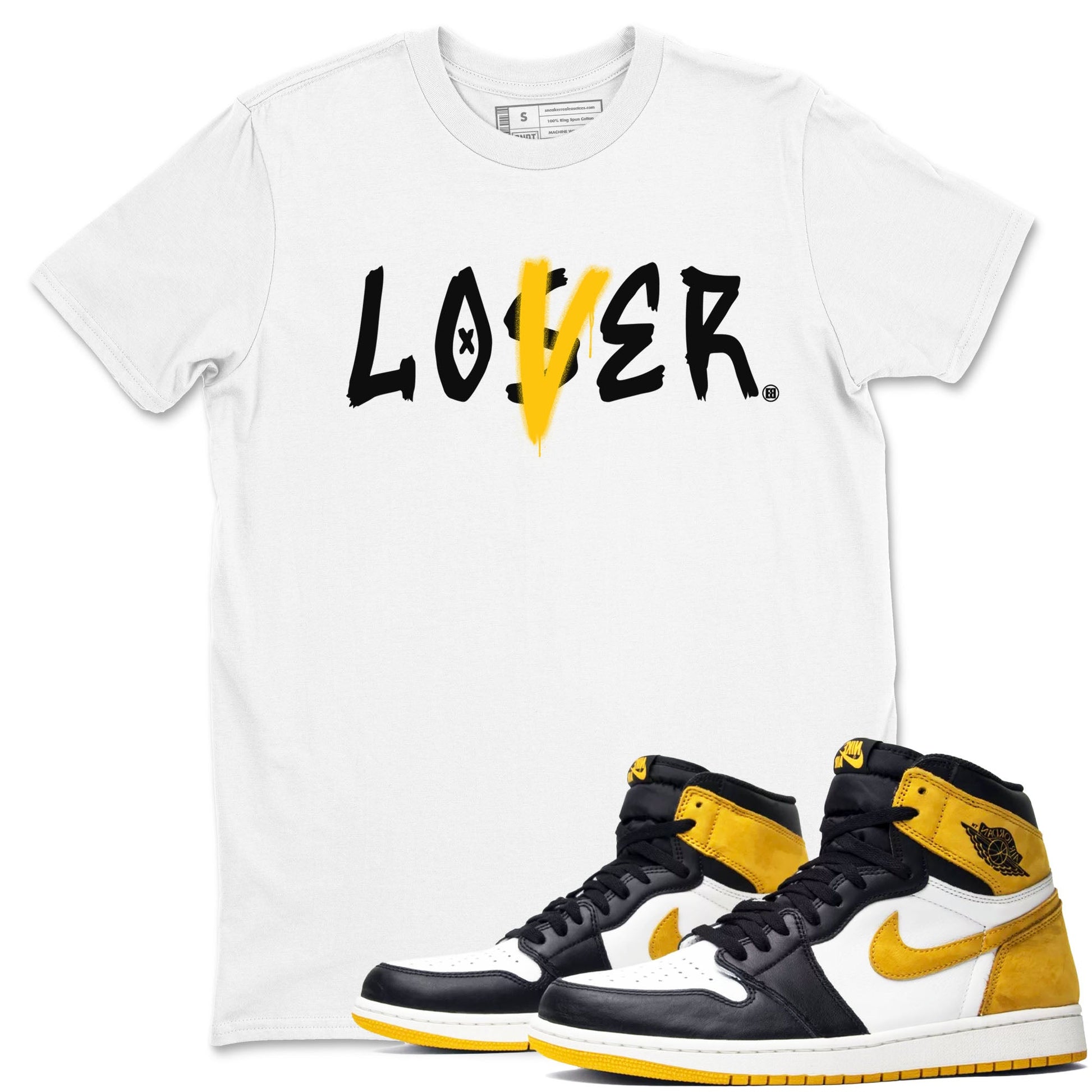 Jordan 1 High OG Yellow Ochre Shirt To Match Jordans Loser Lover Streetwear Fashion Air Jordan 1 Yellow Ochre SNRT Sneaker Release Tees unisex cotton White 1 crew neck shirt