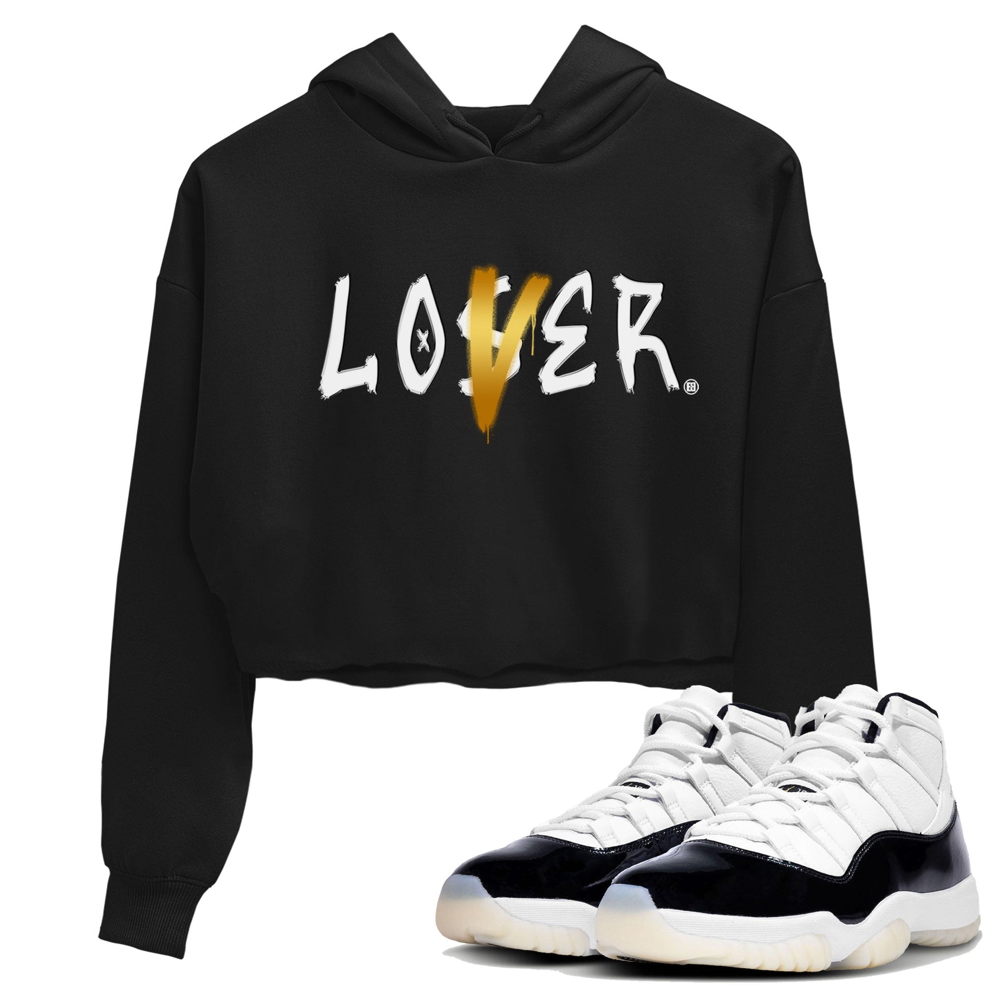 Air Jordan 11 Gratitude shirt to match jordans Loser Lover sneaker tees Jordan 11 Retro Gratitude SNRT Sneaker Tees Black 1 Crop T-Shirt