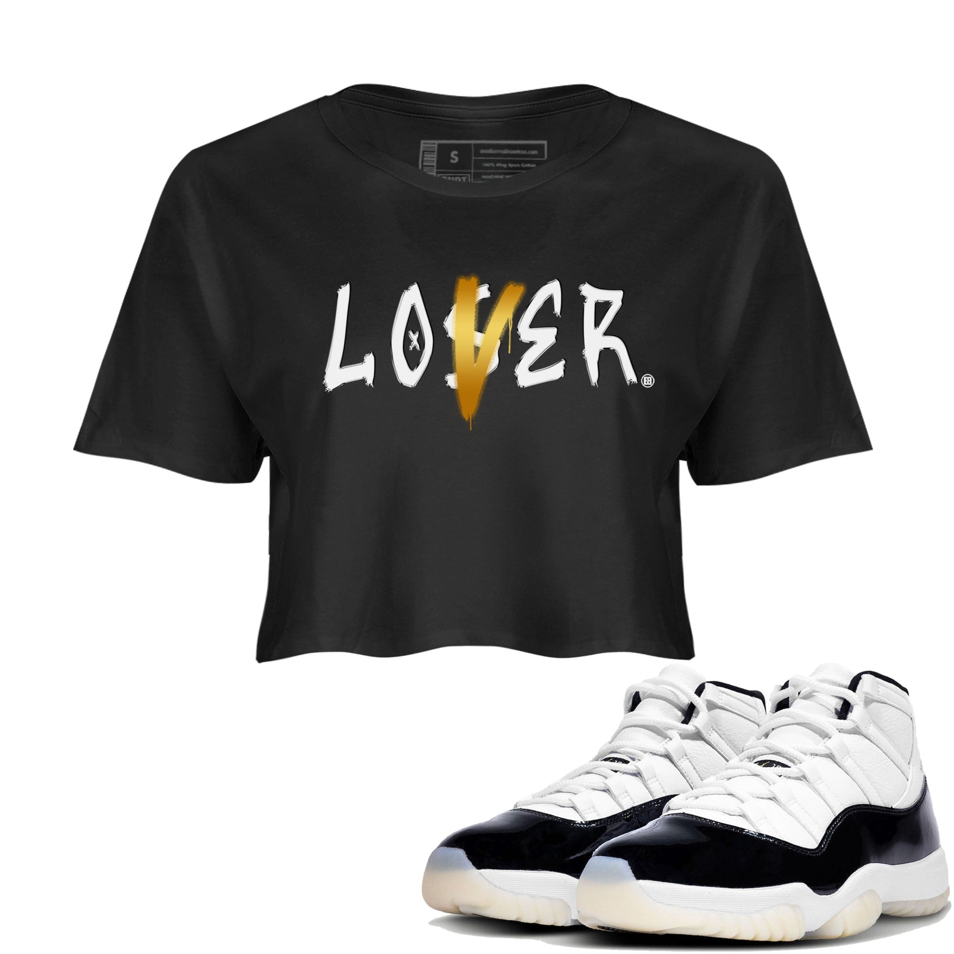 Air Jordan 11 Gratitude shirt to match jordans Loser Lover sneaker tees Jordan 11 Retro Gratitude SNRT Sneaker Tees Black 1 Crop T-Shirt