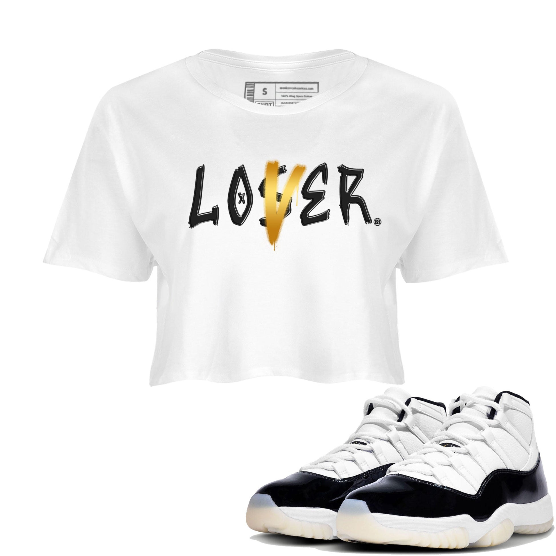 Air Jordan 11 Gratitude shirt to match jordans Loser Lover sneaker tees Jordan 11 Retro Gratitude SNRT Sneaker Tees White 1 Crop T-Shirt