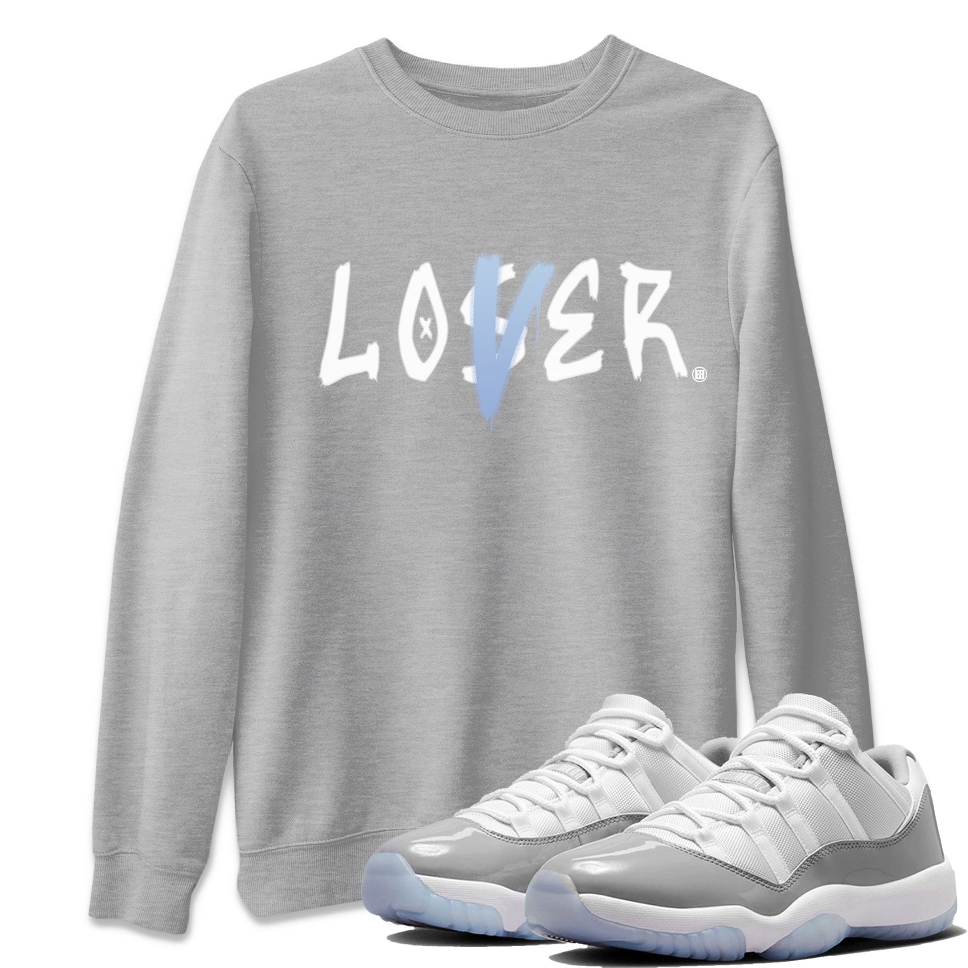 Air Jordan 11 White Cement Sneaker Match Tees Loser Lover Sneaker Tees Air Jordan 11 Retro White Cement Sneaker Release Tees Unisex Shirts Heather Grey 1
