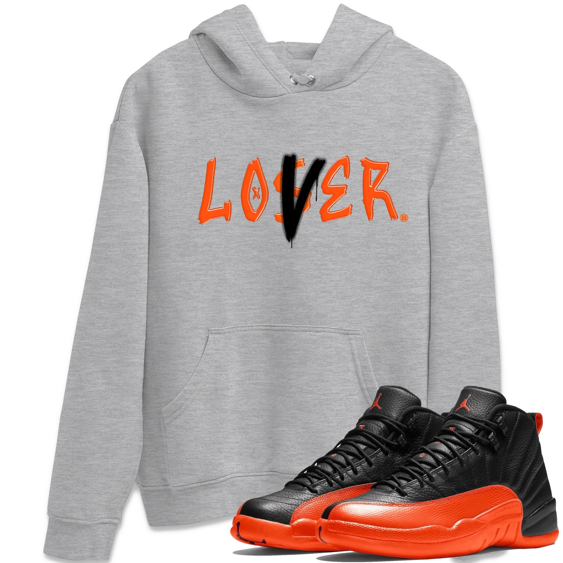 Air Jordan 12 Brilliant Orange Sneaker Match Tees Loser Lover Sneaker Tees 12s Brilliant Orange Tee Unisex Shirts Heather Grey 1