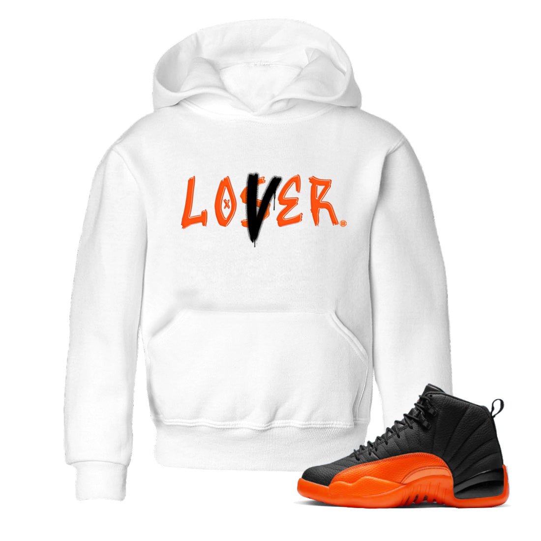 Air Jordan 12 Brilliant Orange Sneaker Match Tees Loser Lover Sneaker Tees 12s Brilliant Orange Tee Kids Shirts White 1