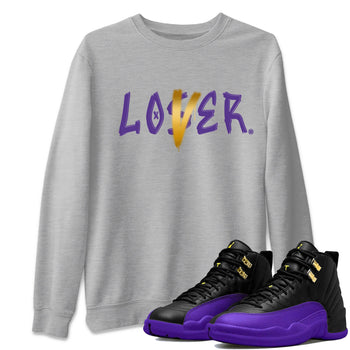 Air Jordan 12 Field Purple Sneaker Match Tees Loser Lover Sneaker T-Shirts AJ12 Field Purple Sneaker Release Tees Unisex Shirts Heather Grey 1