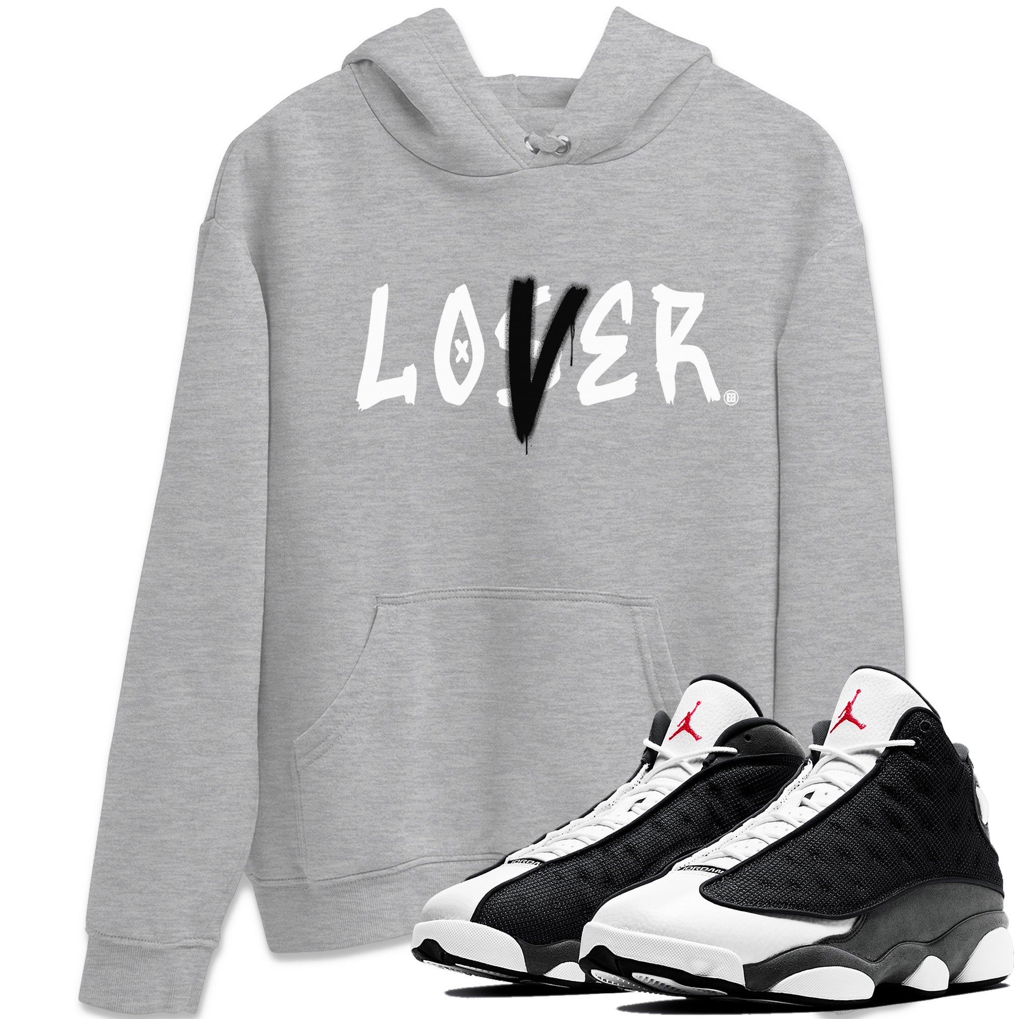 Air Jordan 13 Black Flint Sneaker Match Tees Loser Lover Sneaker Tees Air Jordan 13 Retro Black Flint Sneaker Release Tees Unisex Shirts Heather Grey 1