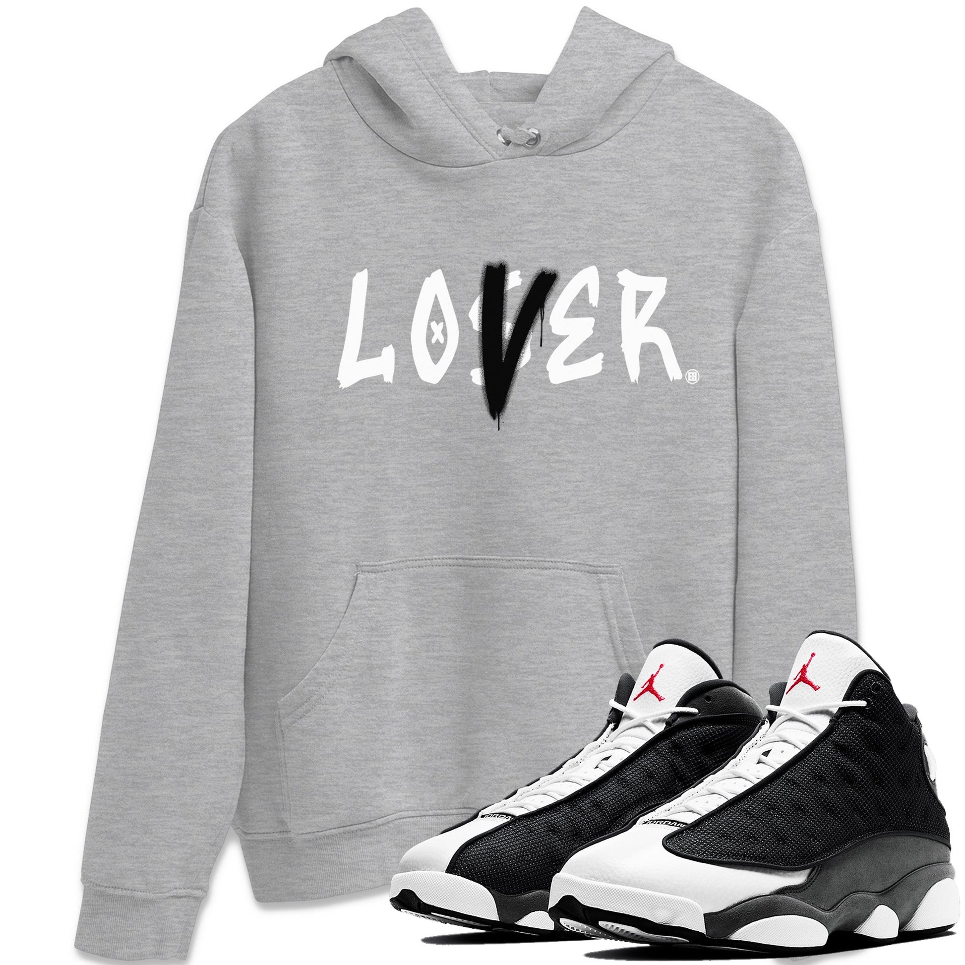Air Jordan 13 Black Flint Sneaker Match Tees Loser Lover Sneaker Tees Air Jordan 13 Retro Black Flint Sneaker Release Tees Unisex Shirts Heather Grey 1