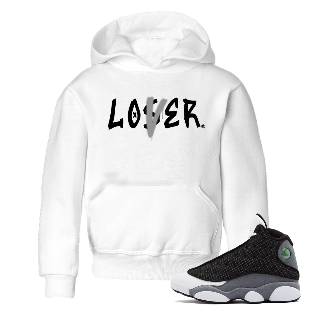 Air Jordan 13 Black Flint Sneaker Match Tees Loser Lover Sneaker Tees Air Jordan 13 Retro Black Flint Sneaker Release Tees Kids Shirts White 1