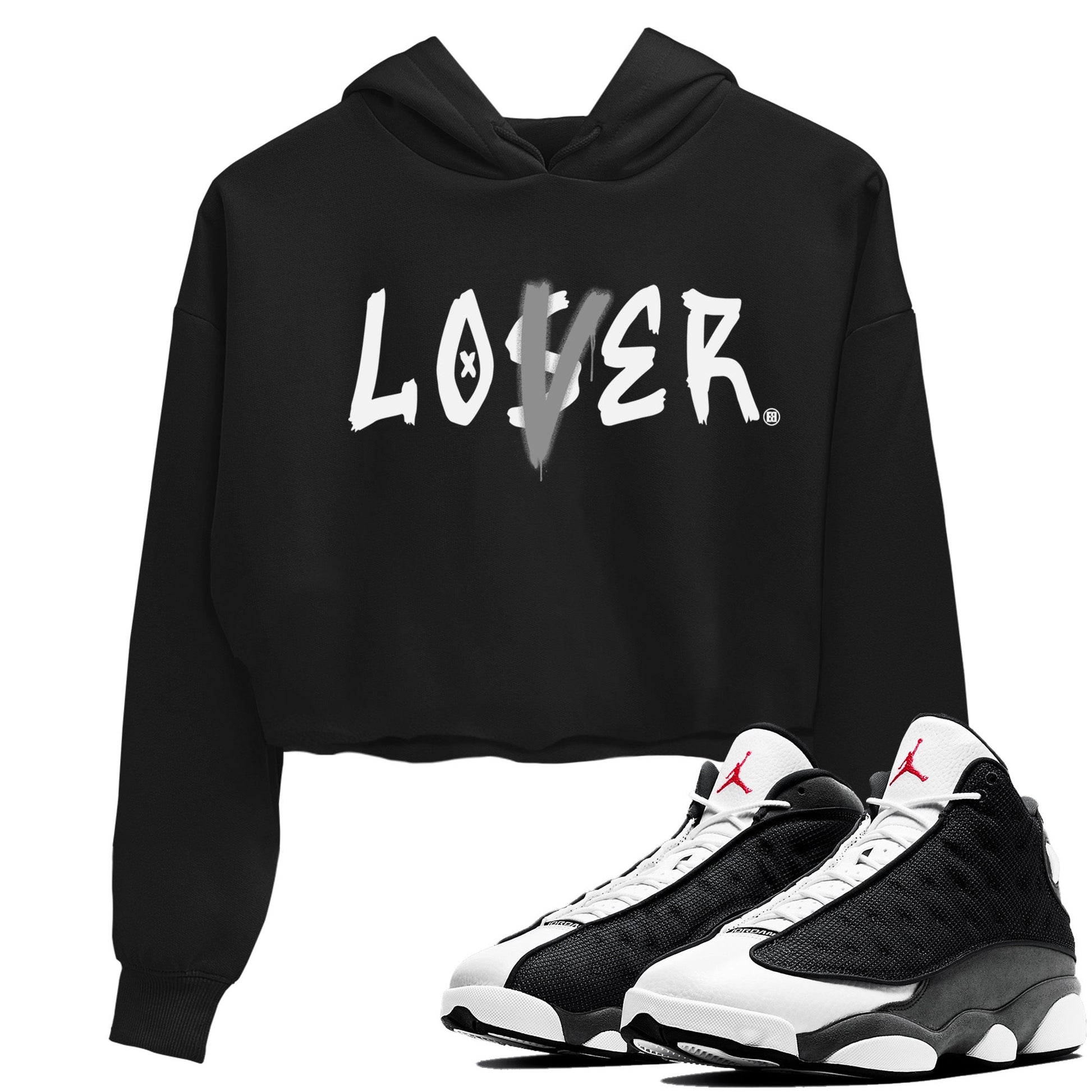 Air Jordan 13 Black Flint Sneaker Match Tees Loser Lover Sneaker Tees Air Jordan 13 Retro Black Flint Sneaker Release Tees Women's Shirts Black 1