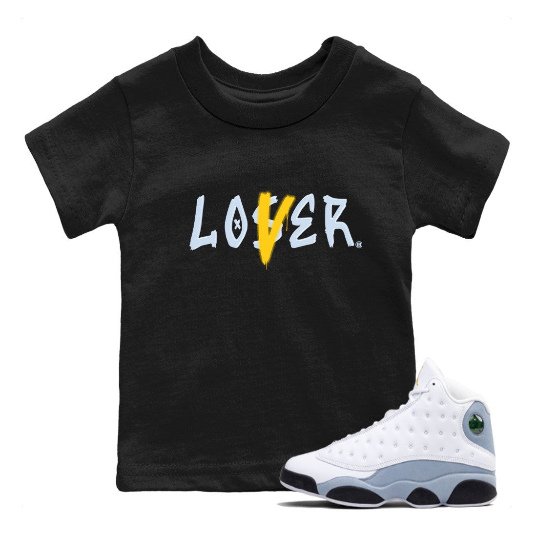 13s Blue Grey shirt to match jordans Loser Lover sneaker tees Air Jordan 13 Retro Blue Grey SNRT sneaker release tees baby toddler Black 1 cotton Shirt