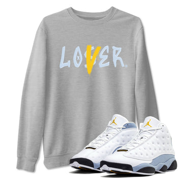 13s Blue Grey shirt to match jordans Loser Lover sneaker tees Air Jordan 13 Retro Blue Grey SNRT Sneaker Release Tees unisex cotton Heather Grey 1 crew neck shirt
